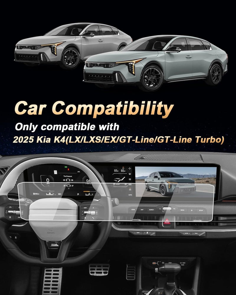 EcoZen 2026 Kia K4 Screen Protector - For 2025-2026 K4/2026 K4 Hatchback 12.3-Inch Integrated Touch Screen - 2 Pcs Nano Film For 2025 2026 K4(LX/LXS/EX/GT-Line/GT-Line Turbo) Accessories Anti Fingerprints - Image 2